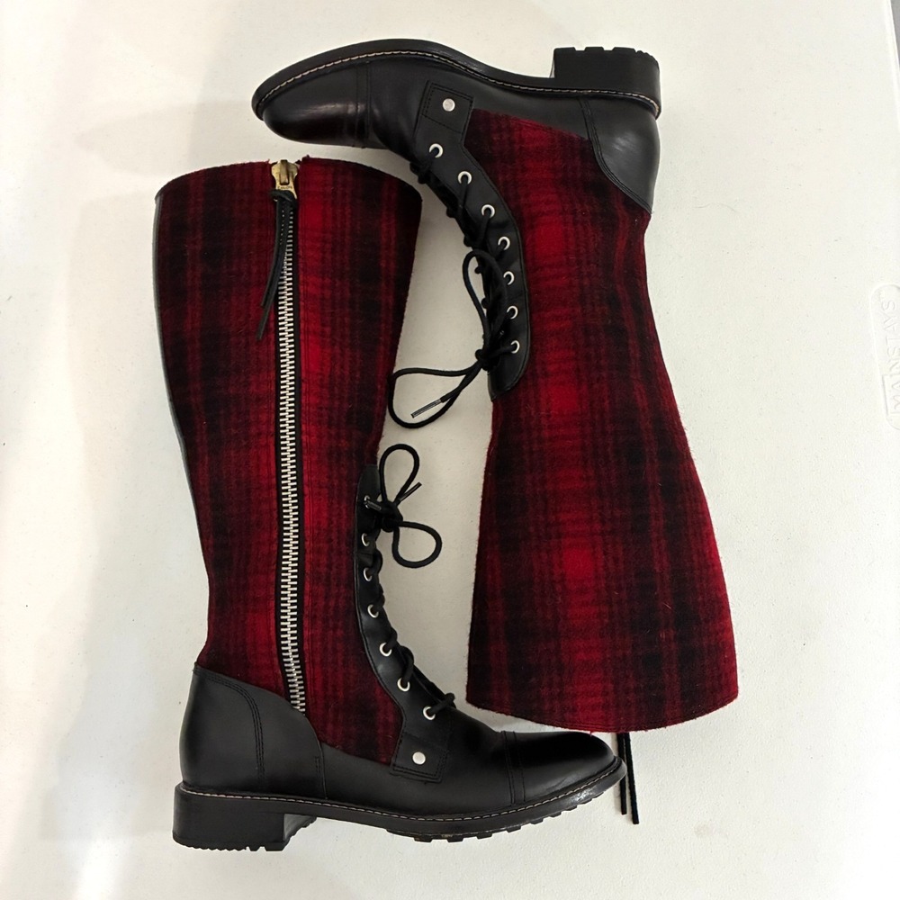 Woolrich Roadhouse Boots Womens 6.5 Buffalo Plaid Side Zip Gorpcore Barn RAREβ